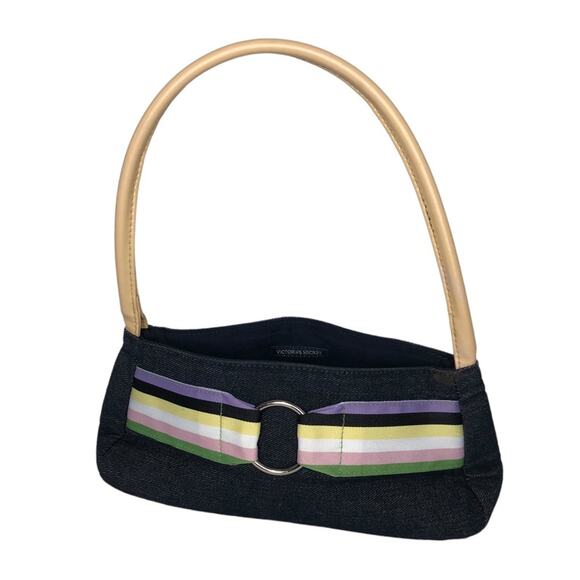 Victoria’s Secret Vintage Y2K Denim Mini Handbag Rainbow Stripe Retro - Picture 12 of 12
